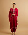 Dark Red Buta Patterned Stitched Suit